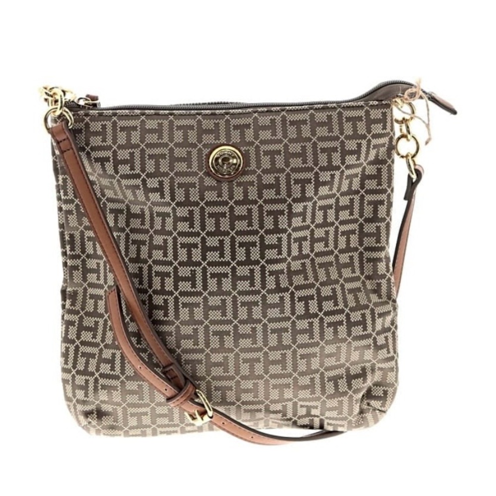 Tommy Hilfiger Brown Geometric Crossbody Bag